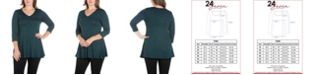 24seven Comfort Apparel Women's Plus Size Three Quarter Sleeves V-Neck Tunic Top